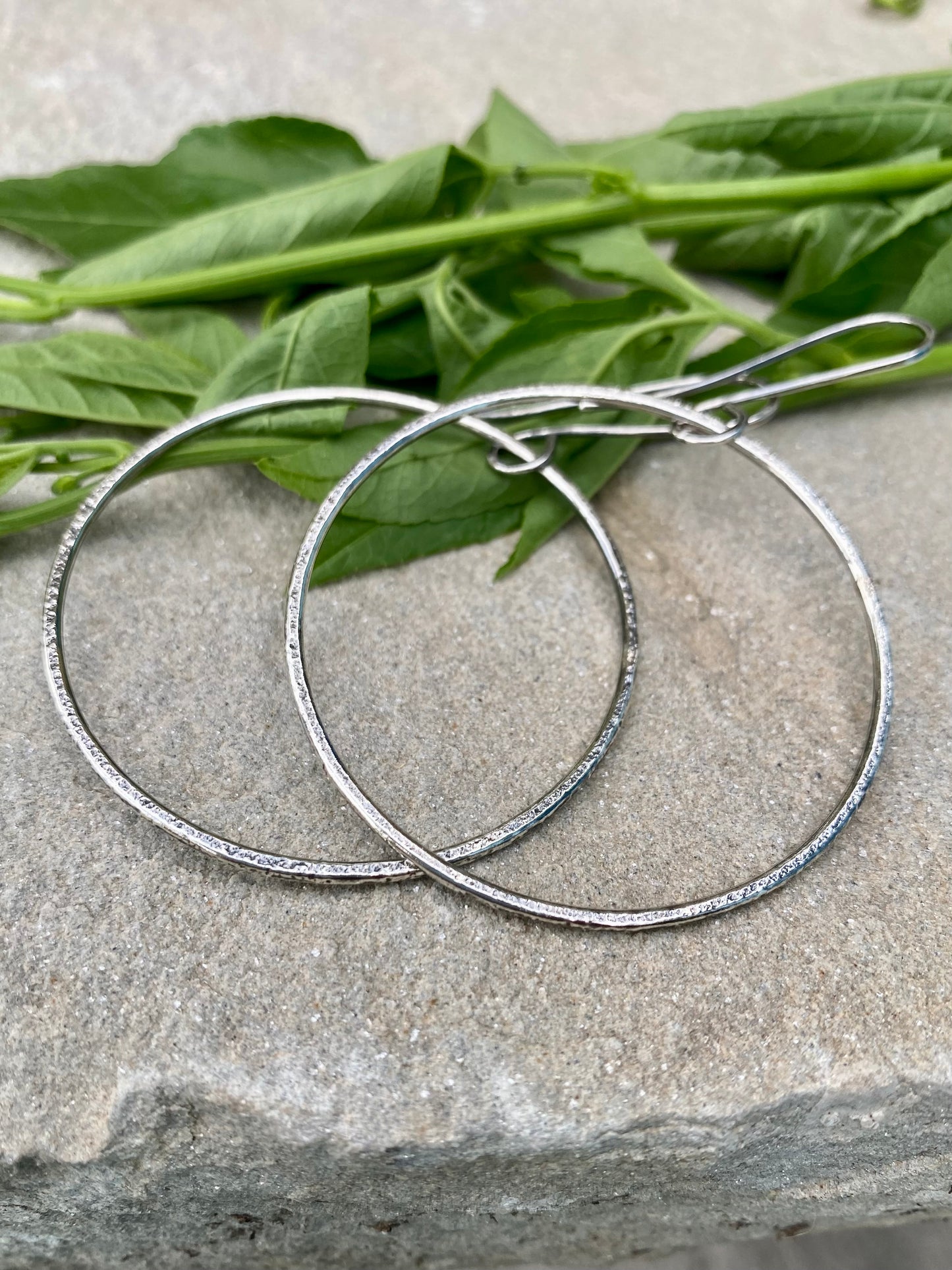 textured 2" circle earrings