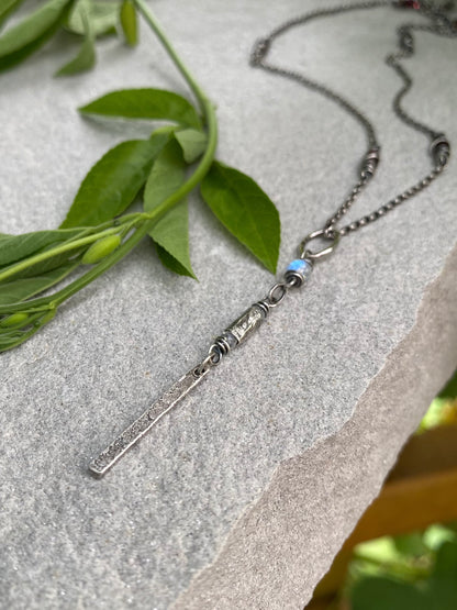 silver bar moonstone pendant necklace