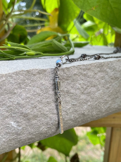 silver bar moonstone pendant necklace