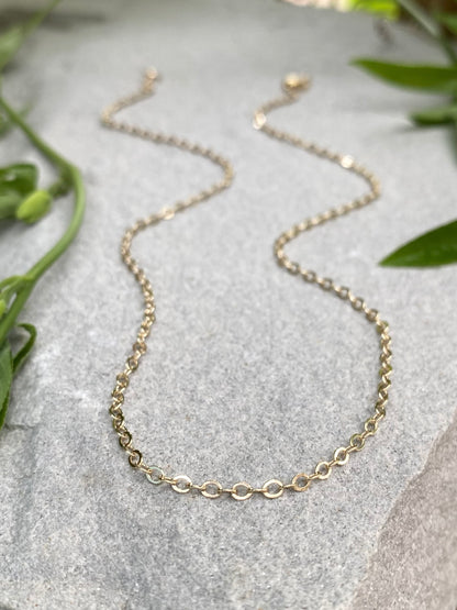 gold filled flat cable chain