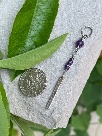 silver bar amethyst pendant necklace