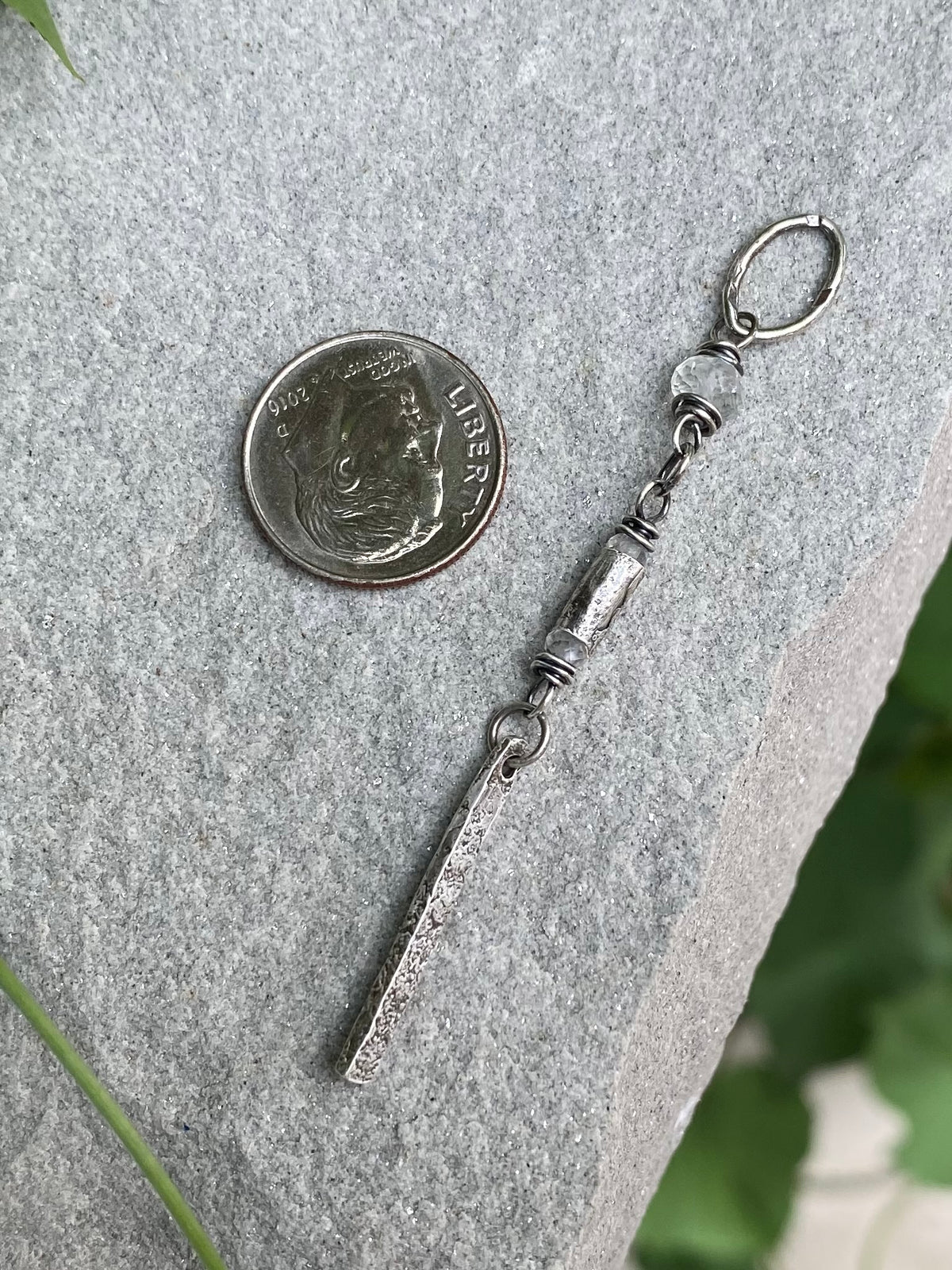 silver bar moonstone pendant necklace