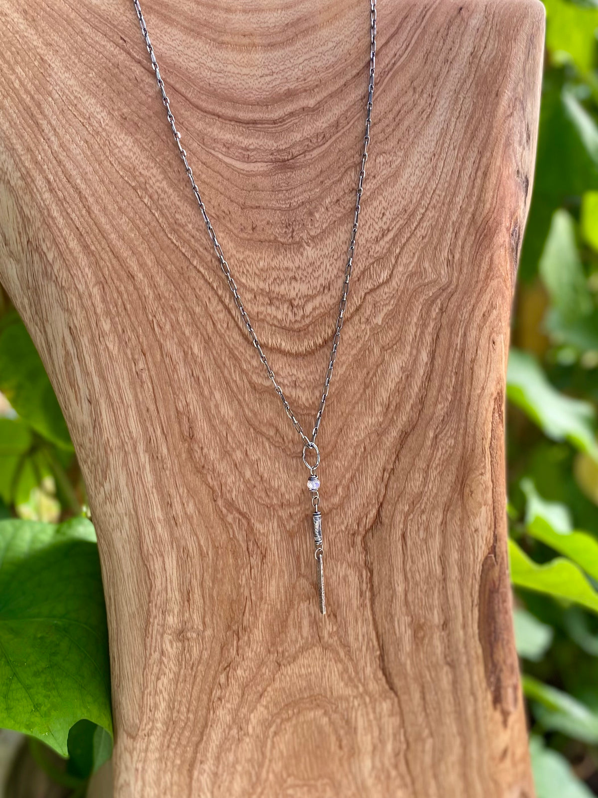 silver bar moonstone pendant necklace