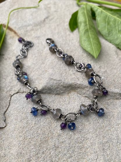 gypsy bracelet - kyanite, labradorite & amethyst