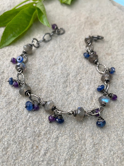 gypsy bracelet - kyanite, labradorite & amethyst