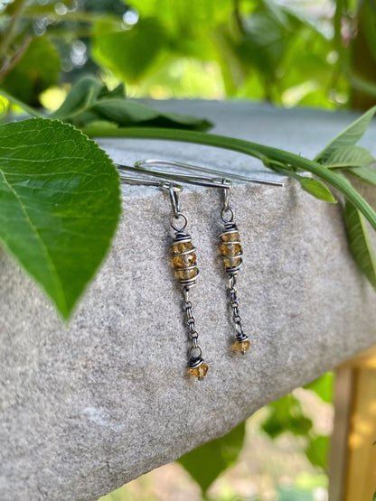 citrine satellite earrings