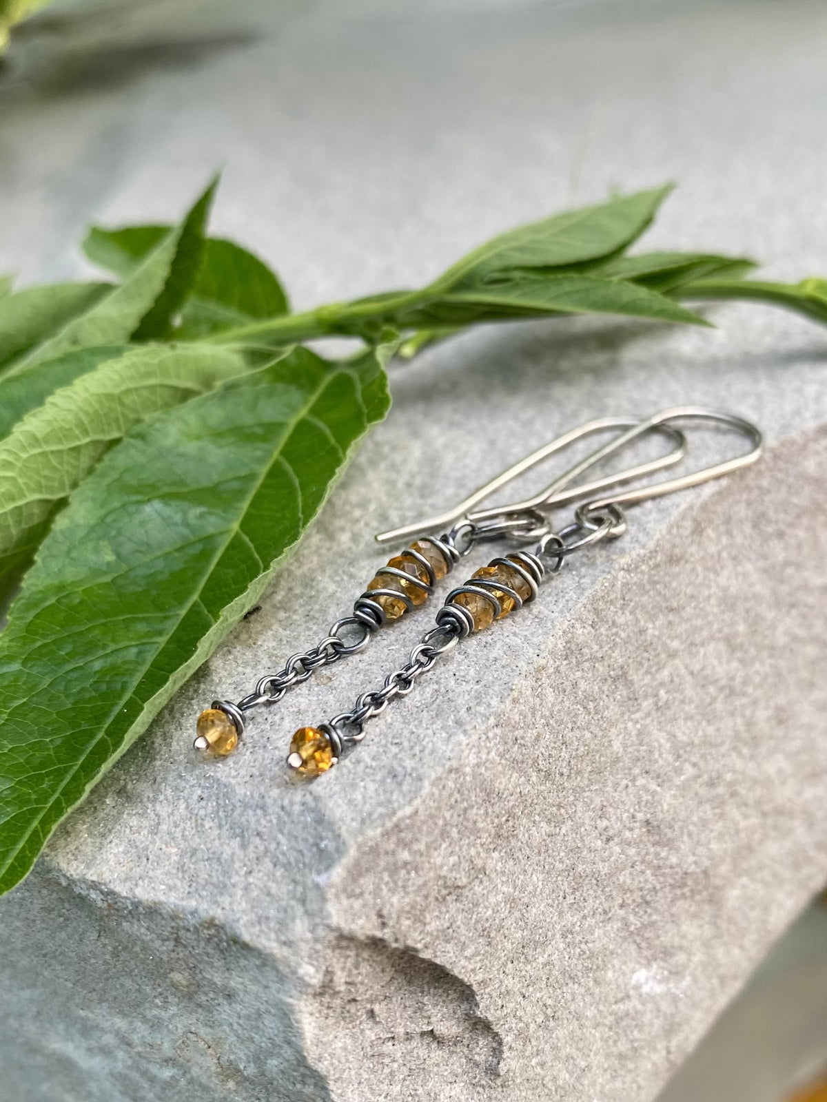 citrine satellite earrings