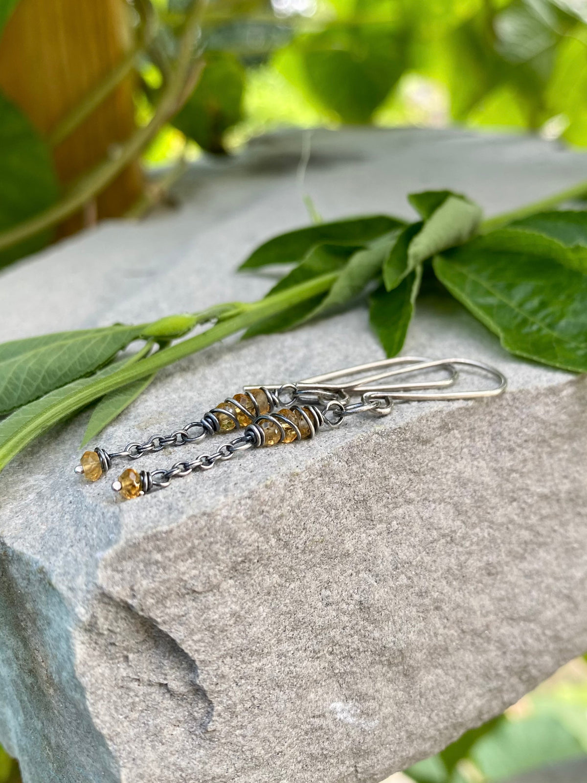 citrine satellite earrings