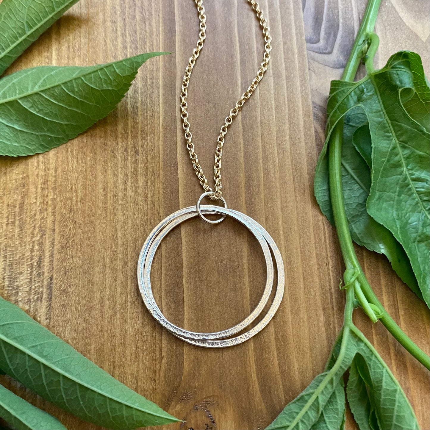 20th Birthday Necklace - Sterling Silver & 14k Gold Fill 2 Rings for 2 Decades Circles Pendant Unique Jewelry Gift for Woman Turning Twenty