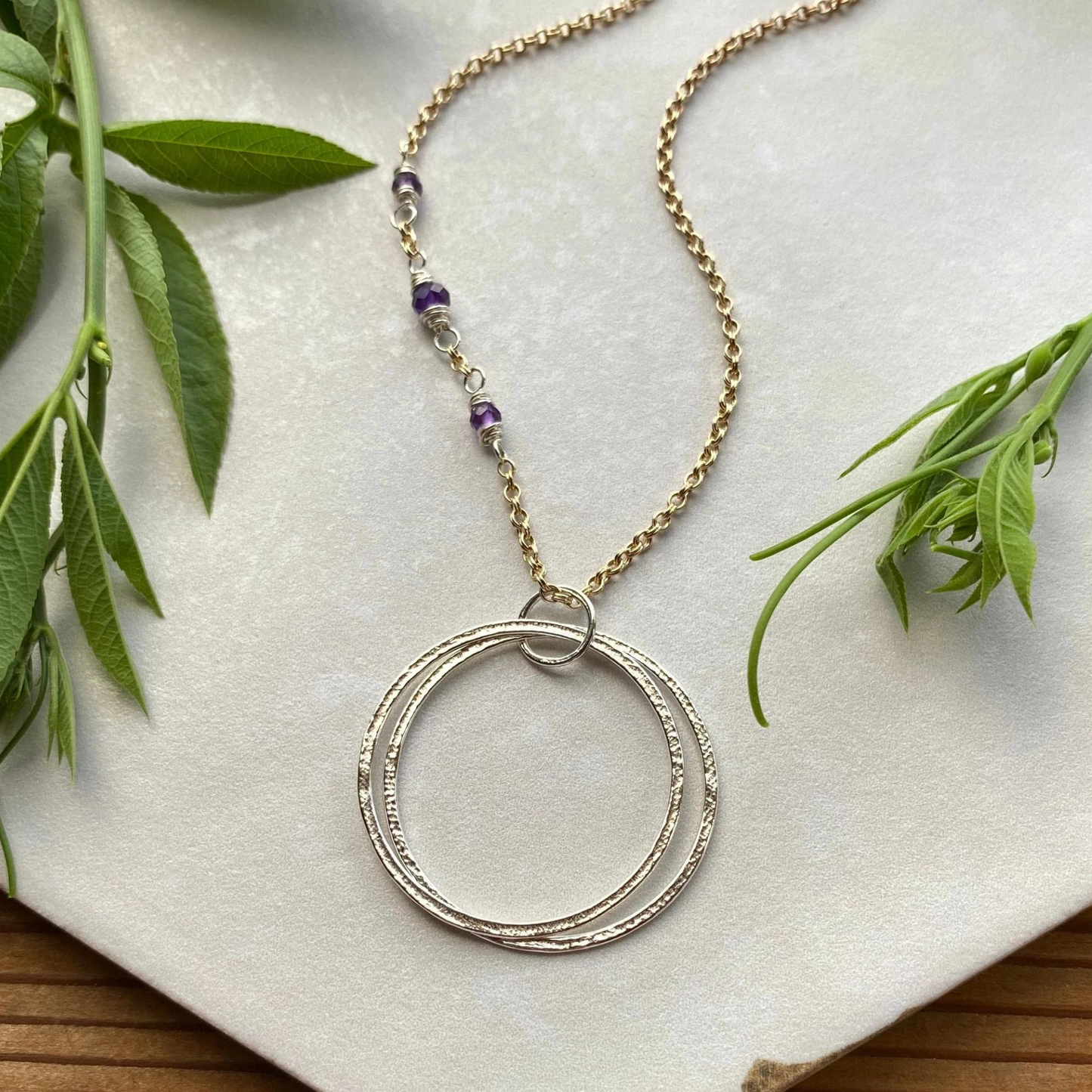 Silver & Gold 20th 2 Circle Necklace