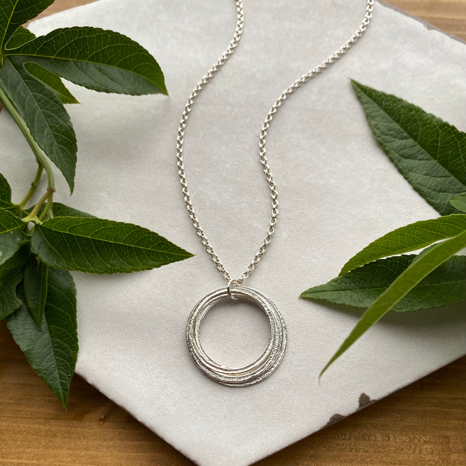 Sterling Silver 40th Birthday Necklace 4 Rings for 4 Decades 