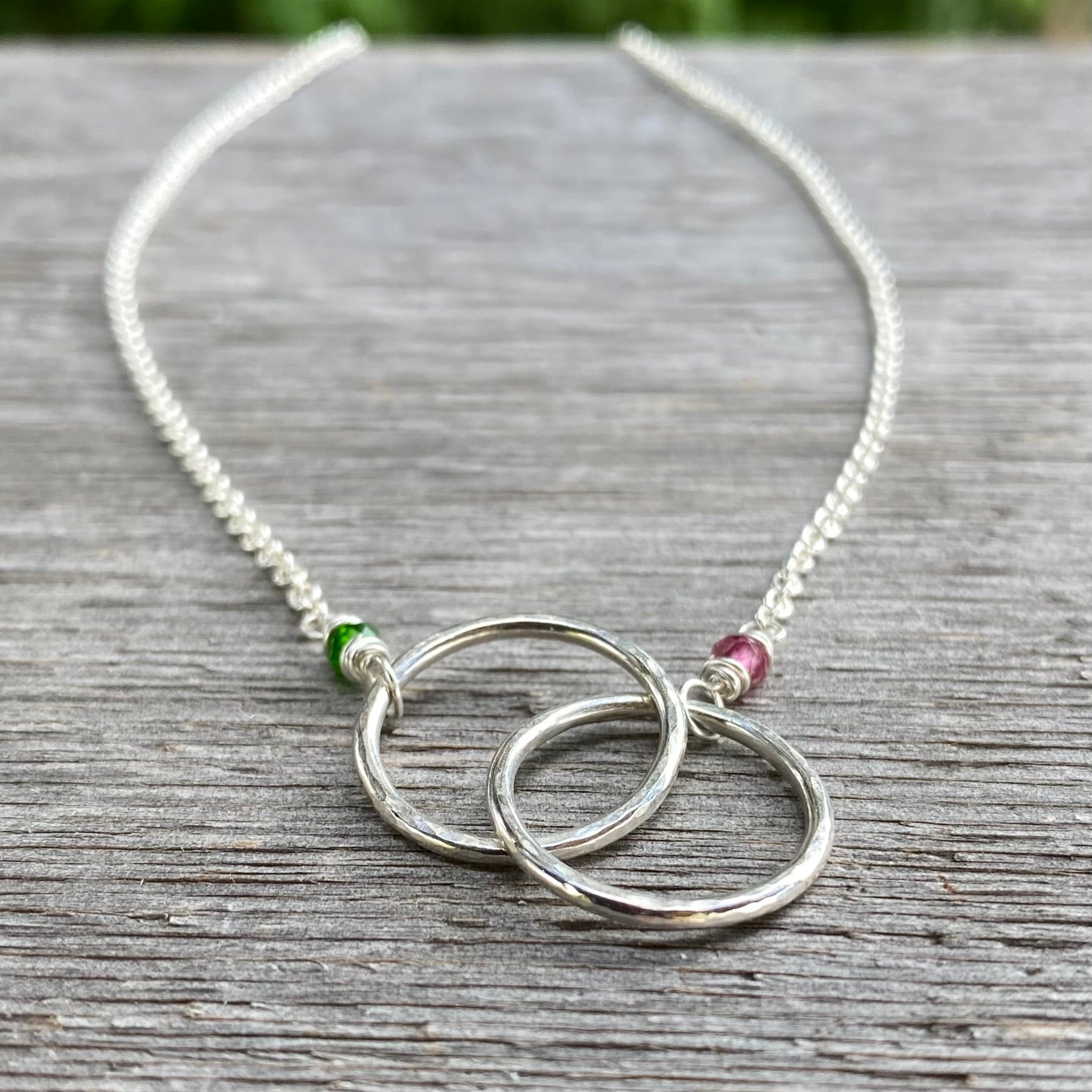 double circle connected rings necklace
