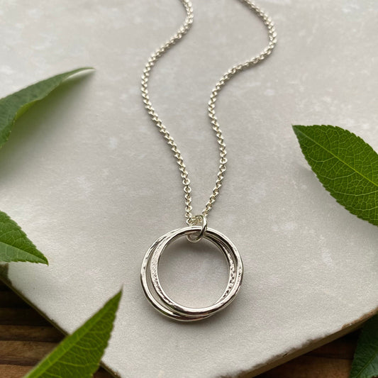 double circle necklace with sterling silver circles