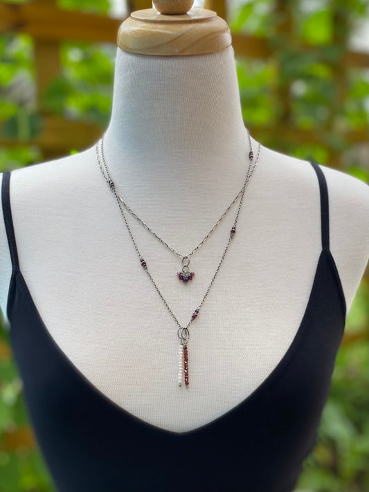 garnet satellite chain necklace