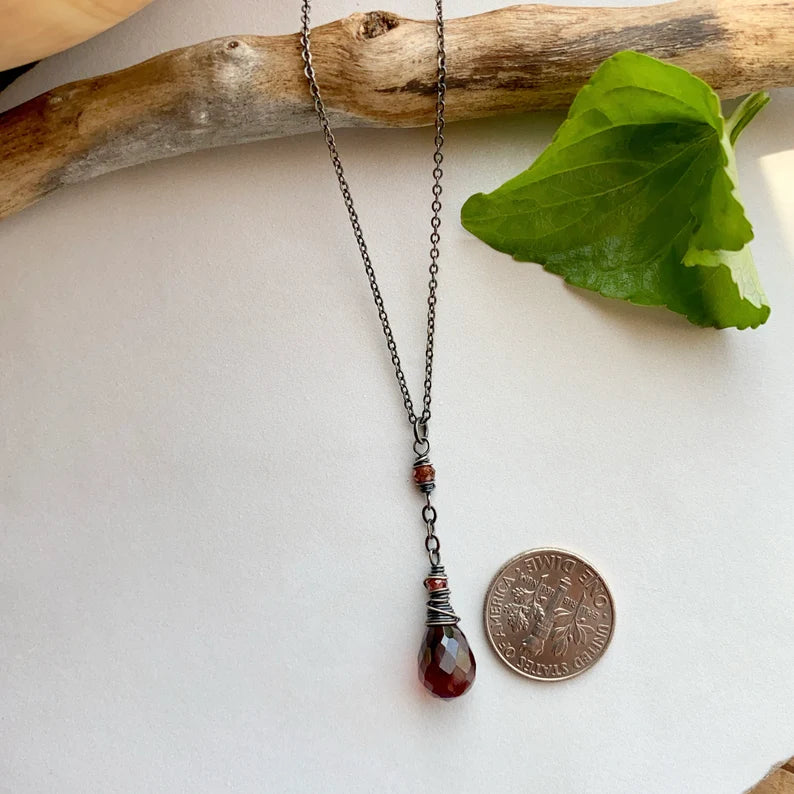 Garnet Teardrop Necklace