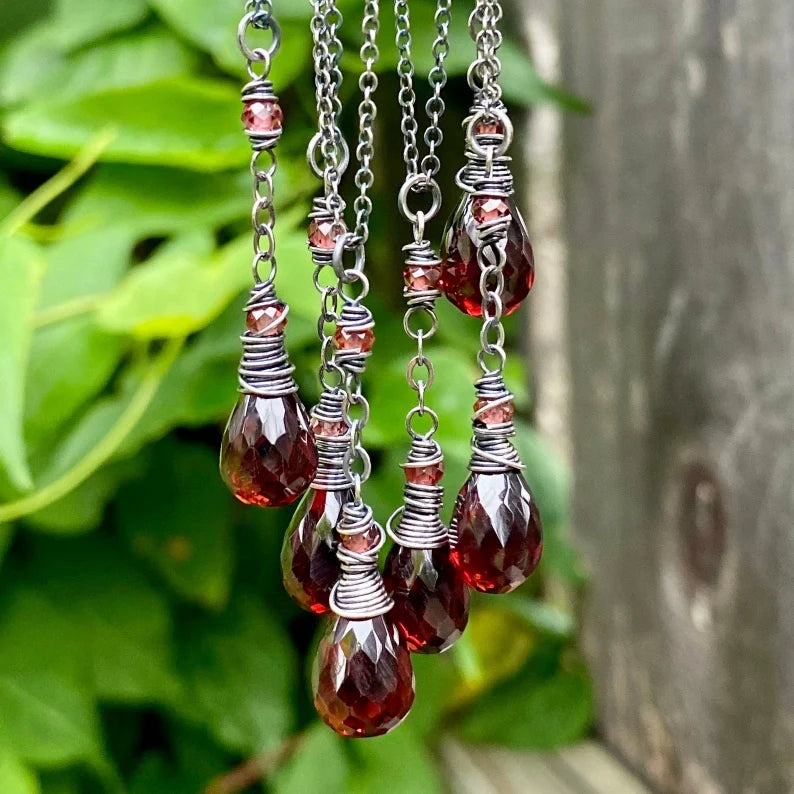 Garnet Teardrop Necklace