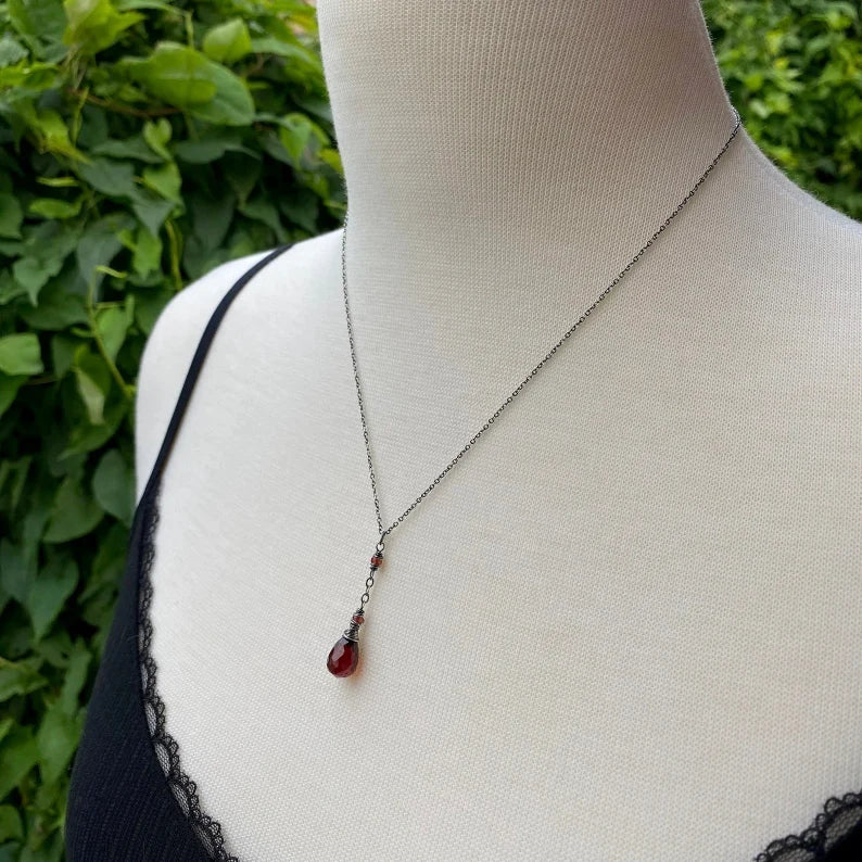 Garnet Teardrop Necklace