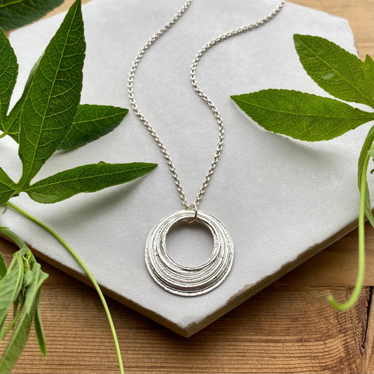 10 Rings for 10 Decades, Sterling Silver 100th Birthday Necklace, Handcrafted Milestone Jewelry