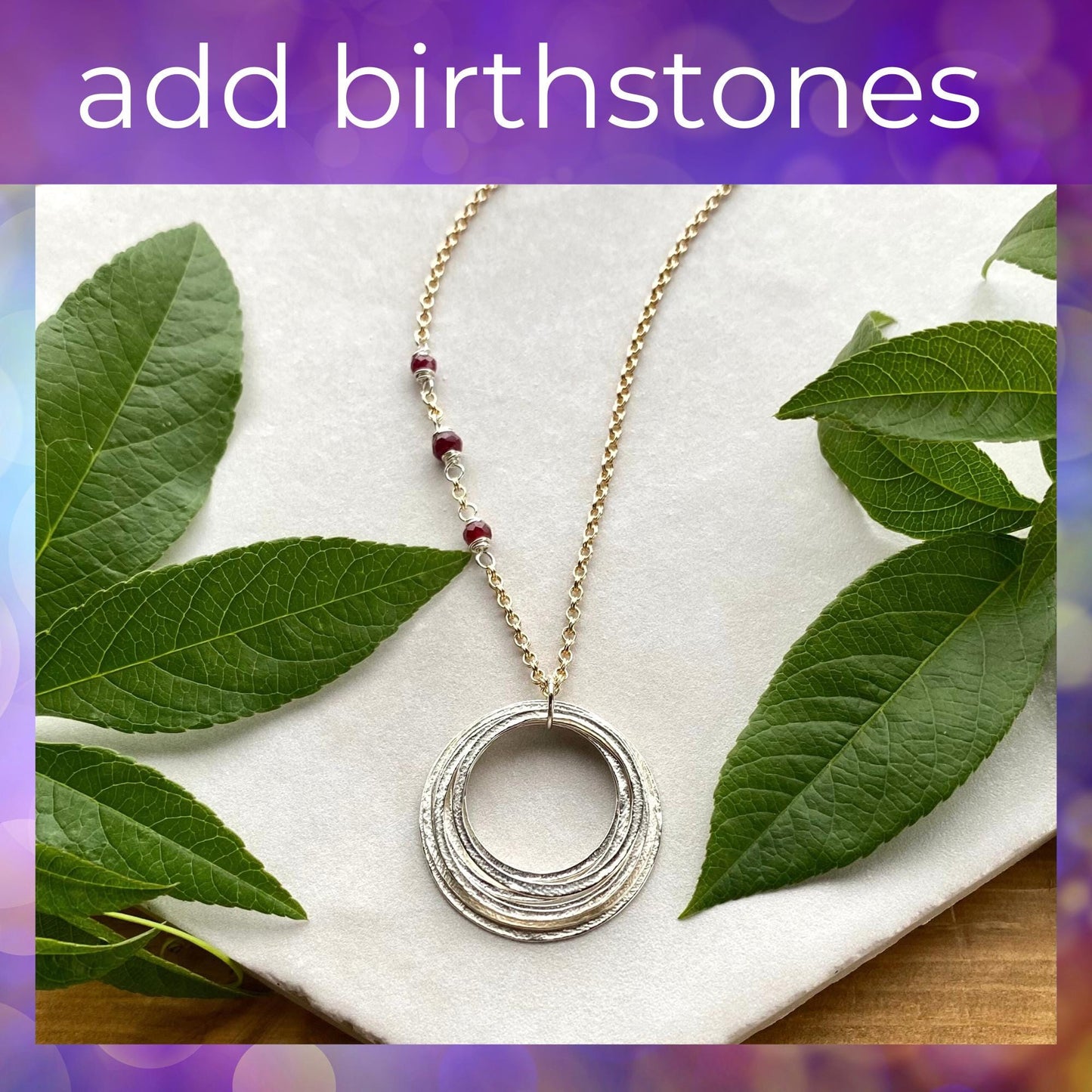 90th Birthday Necklace Gift for Woman Turning Nine Decades, Sterling Silver & Gold Milestone Necklace with Birthstones