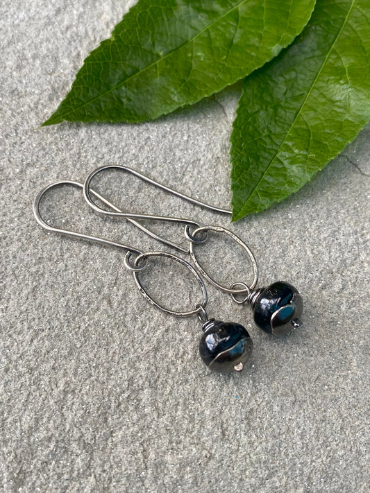 blue gemstone artisan earrings