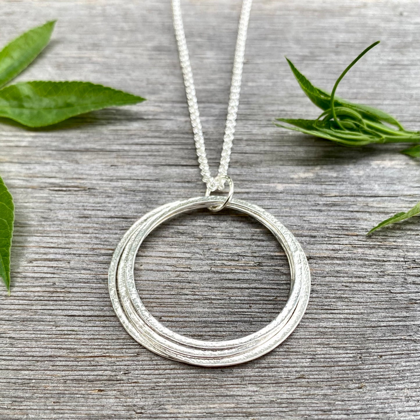 large Sterling Silver 40th Birthday Necklace Gift for Woman Turning Forty with 4 rings for 4 