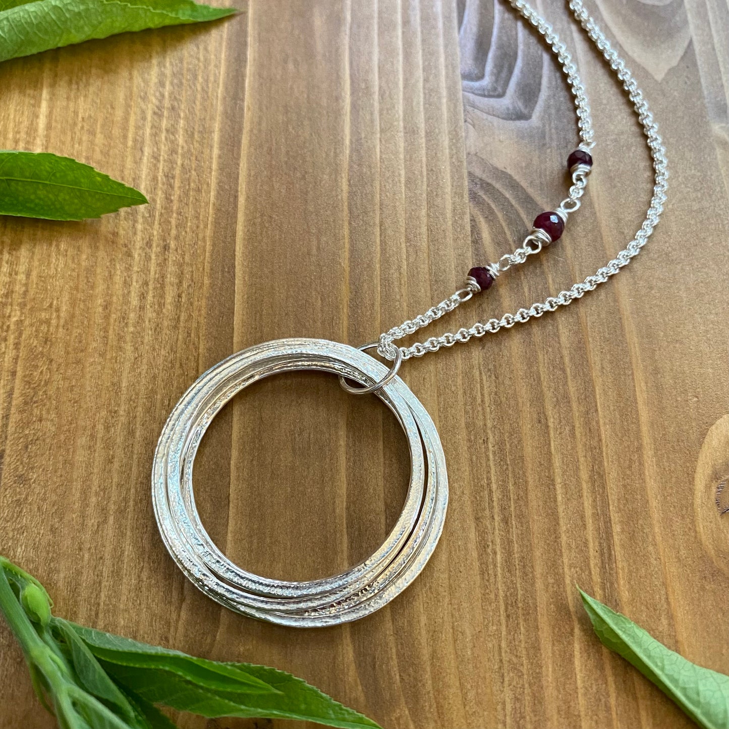 Large Sterling Silver 70th Birthday Necklace Gift for Woman Turning Seventy with 7 rings for 7 decades silver circles pendant, high quality milestone jewelry