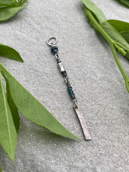 sterling silver gemstone drop pendant