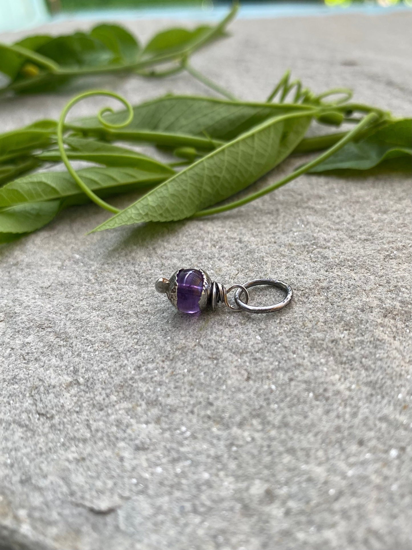 sterling silver tiny amethyst pendant