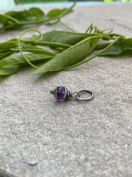 sterling silver tiny amethyst pendant