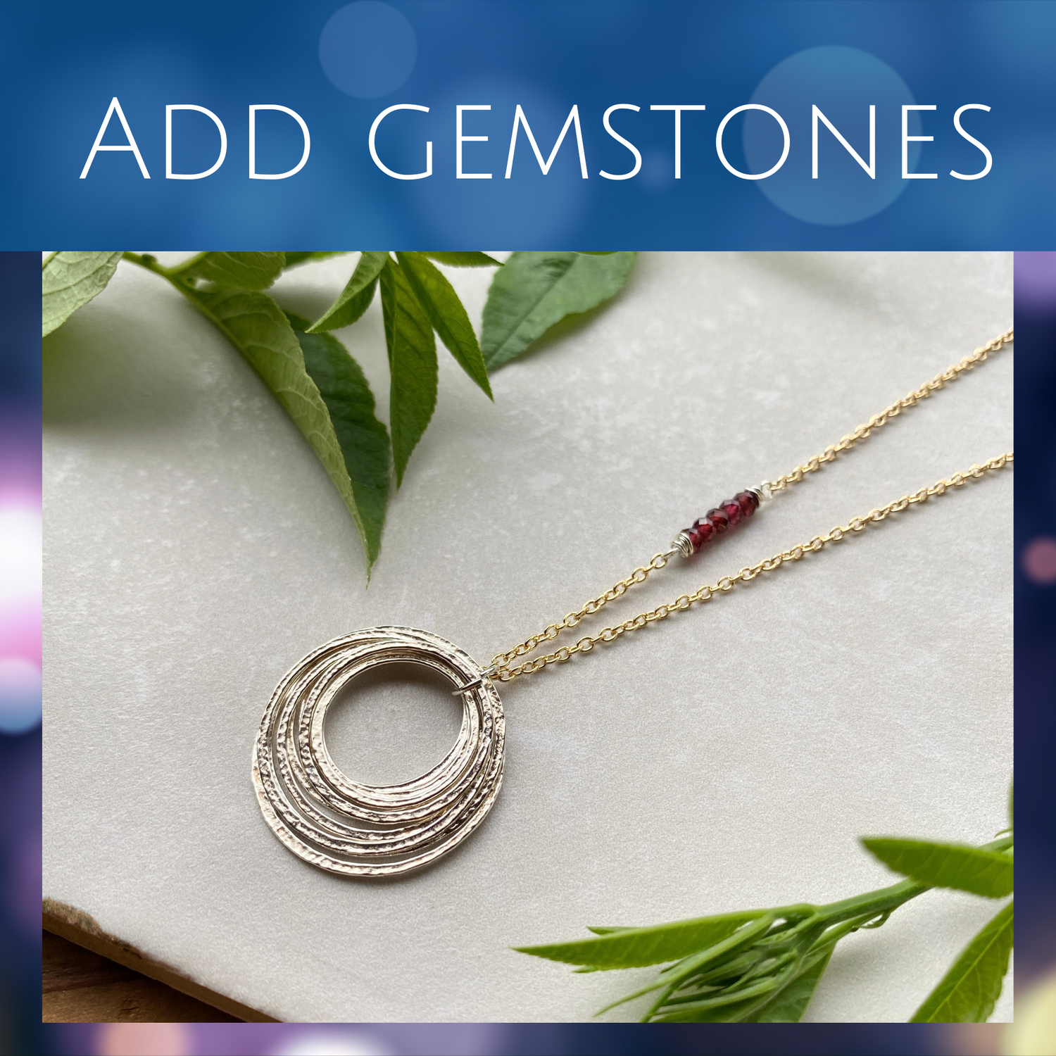 add gemstones to milestone necklaces