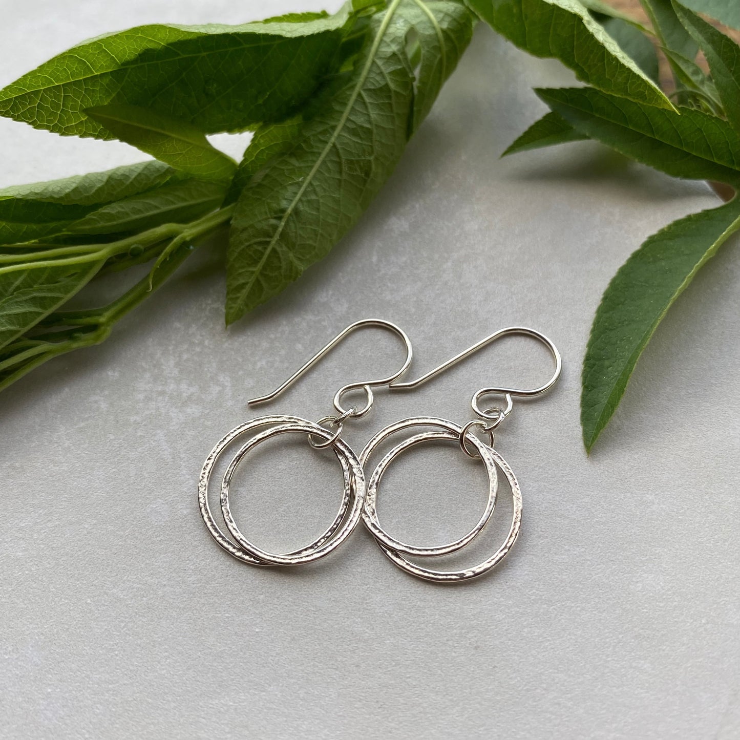 sterling silver 2 circle earrings