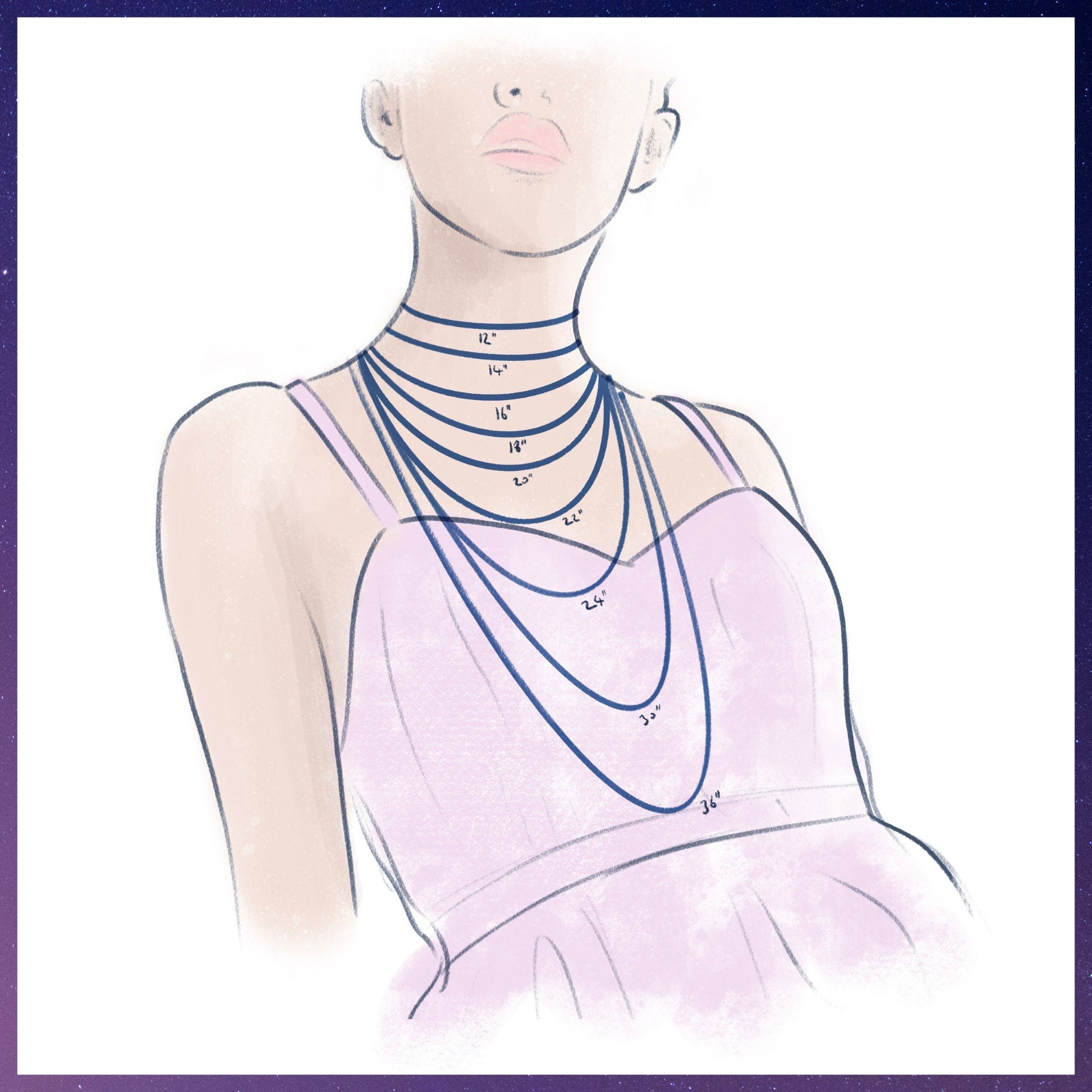 Necklace length options for 70th birthday necklace