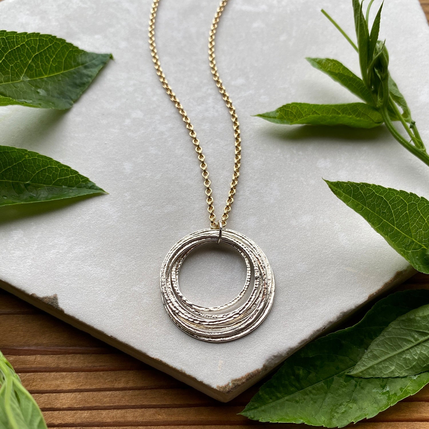 7 Circle Necklace on Gold & Silver