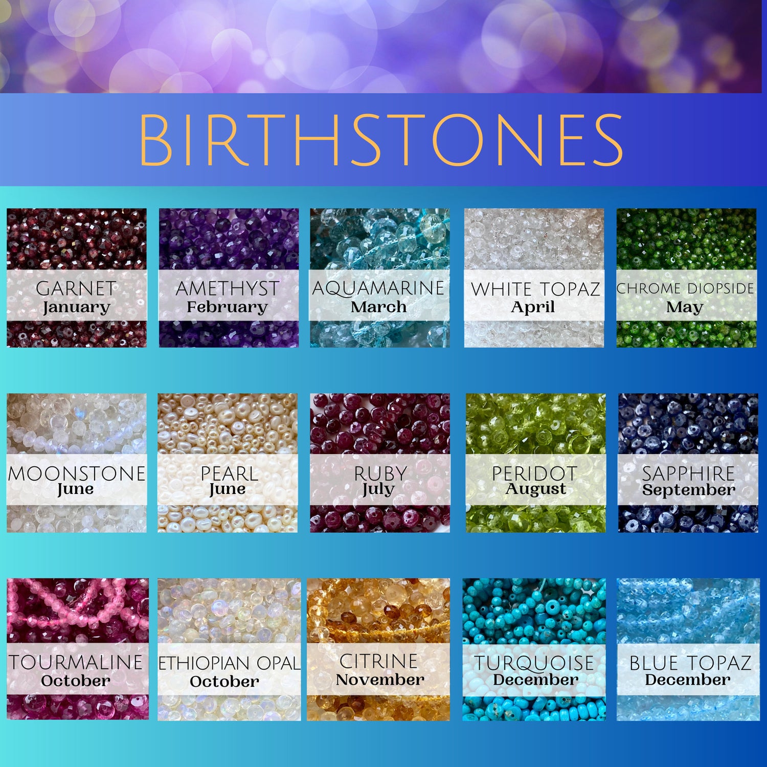 Birthstone Gemstones for Milestone Necklaces from Amy Friend Jewelry