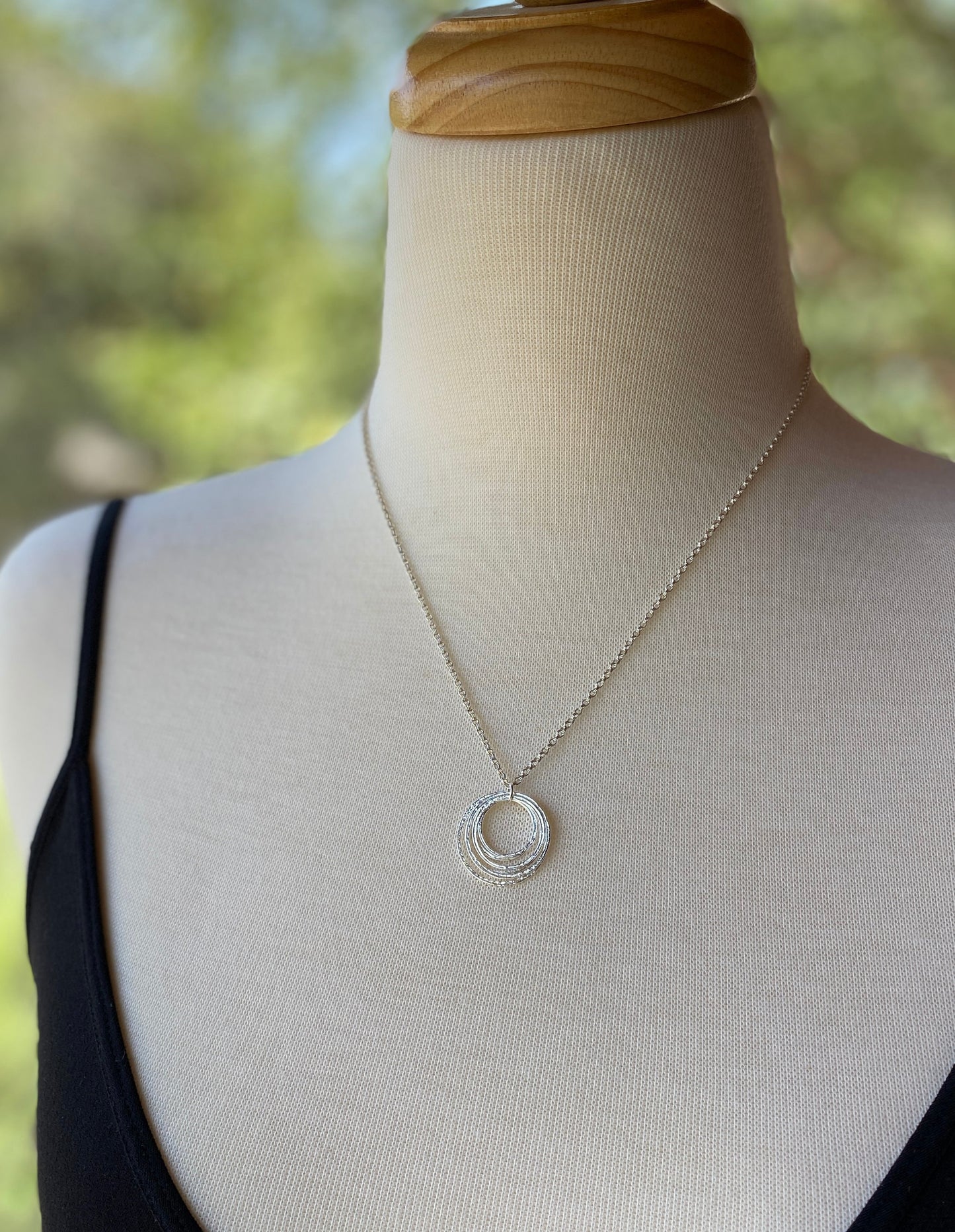 Six Circle 60th Minimalist Milestone Birthday Necklace, Sterling Silver 6 Rings for 6 Decades Handcrafted Perfectly Imperfect Circle Pendant