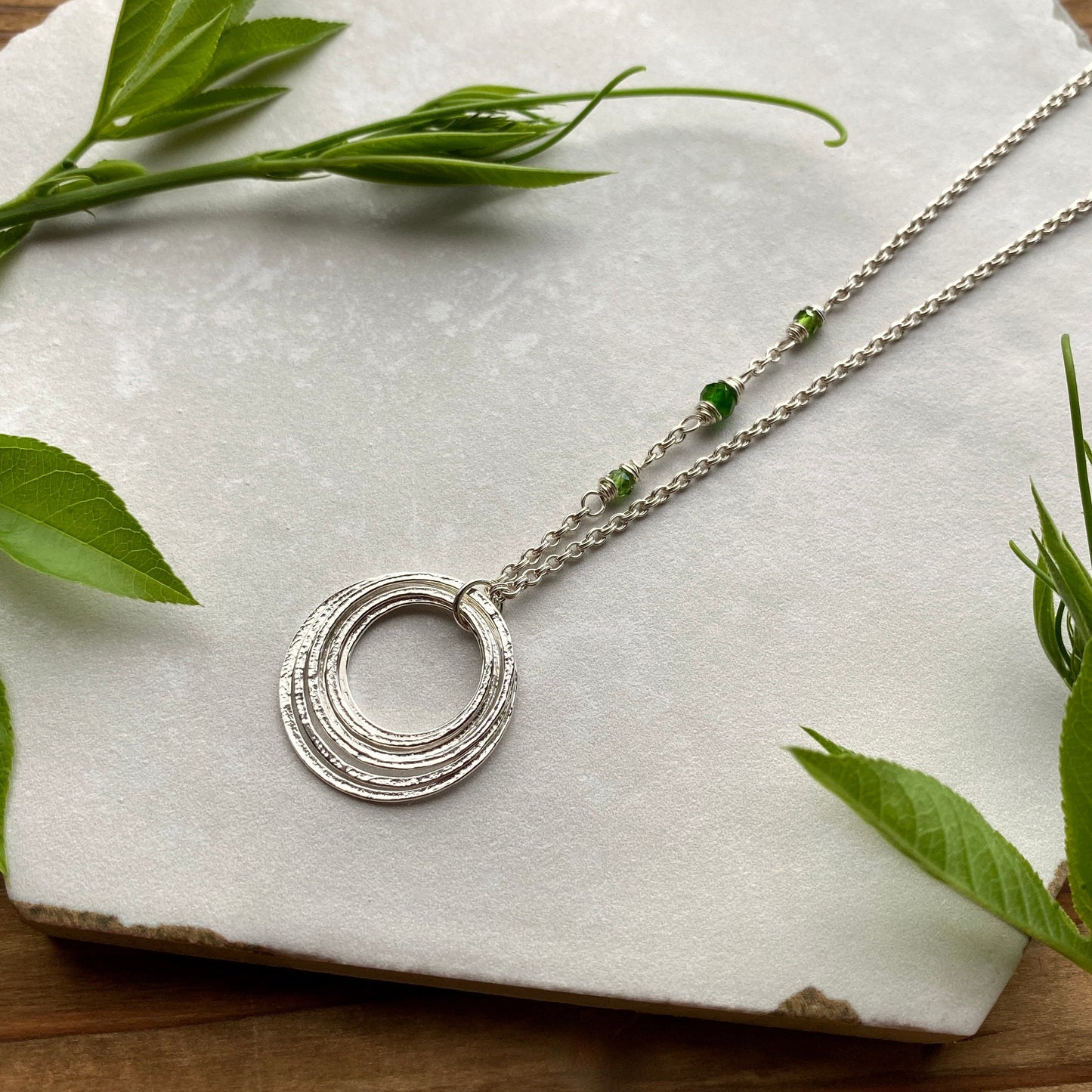 60th Birthday Minimalist Birthstone Necklace, Handcrafted Sterling Silver Six Circle Pendant, 6 Rings for 6 Decades, 60th Birthday Gift