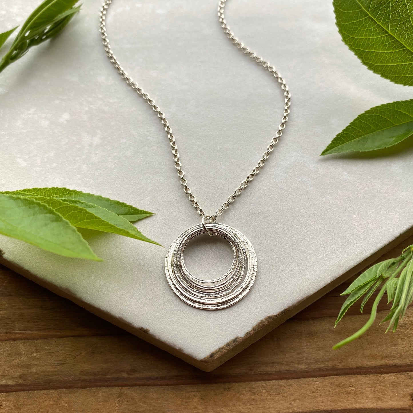 8 Circle 80th Minimalist Milestone Birthday Necklace, Sterling Silver 8 Rings Eight Decades Handcrafted Perfectly Imperfect Circle Pendant