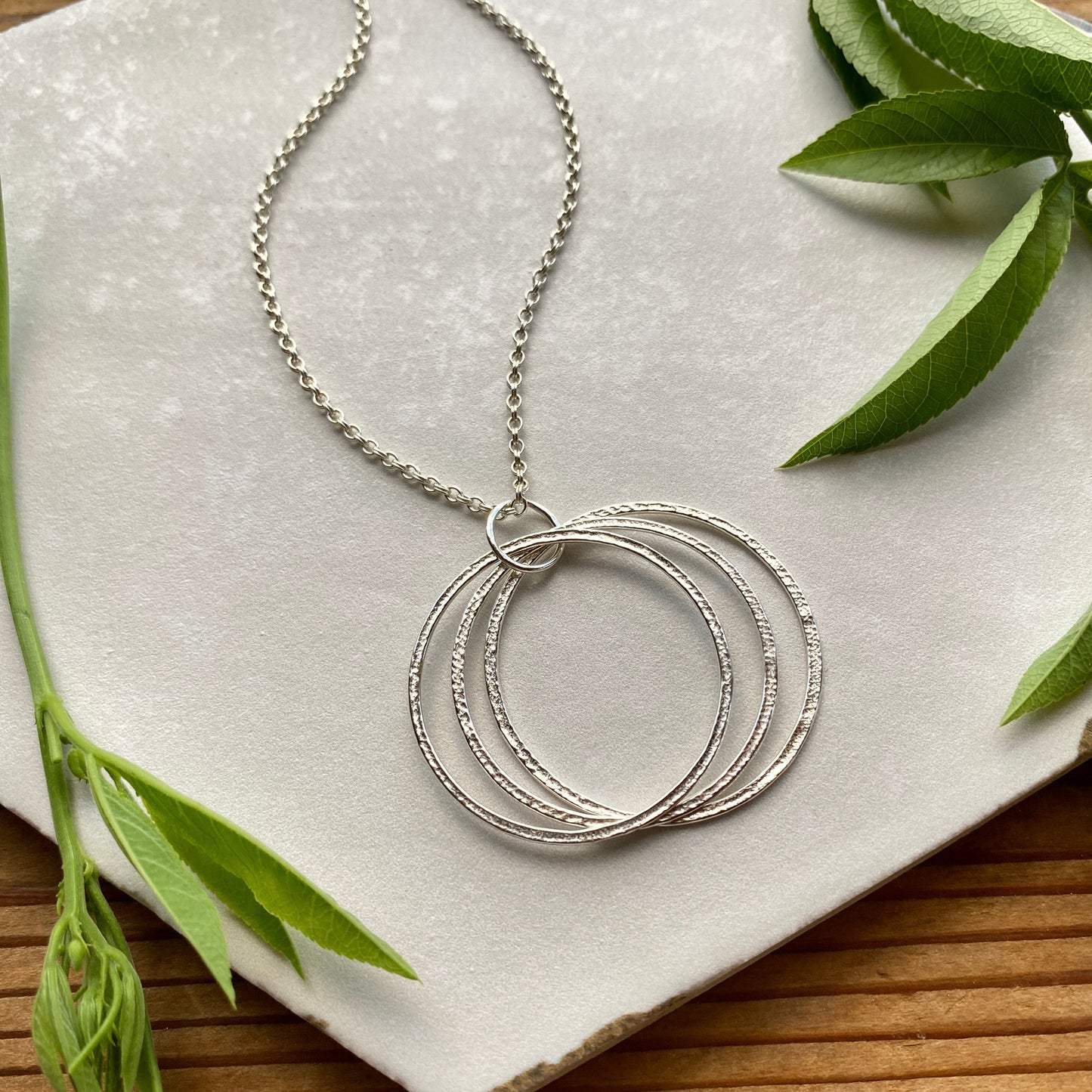 30th Birthday Milestone Necklace, Bold Sterling Silver Sparkly Circles Pendant, 3 Rings for 3 Decades, Large 3 Circle Pendant