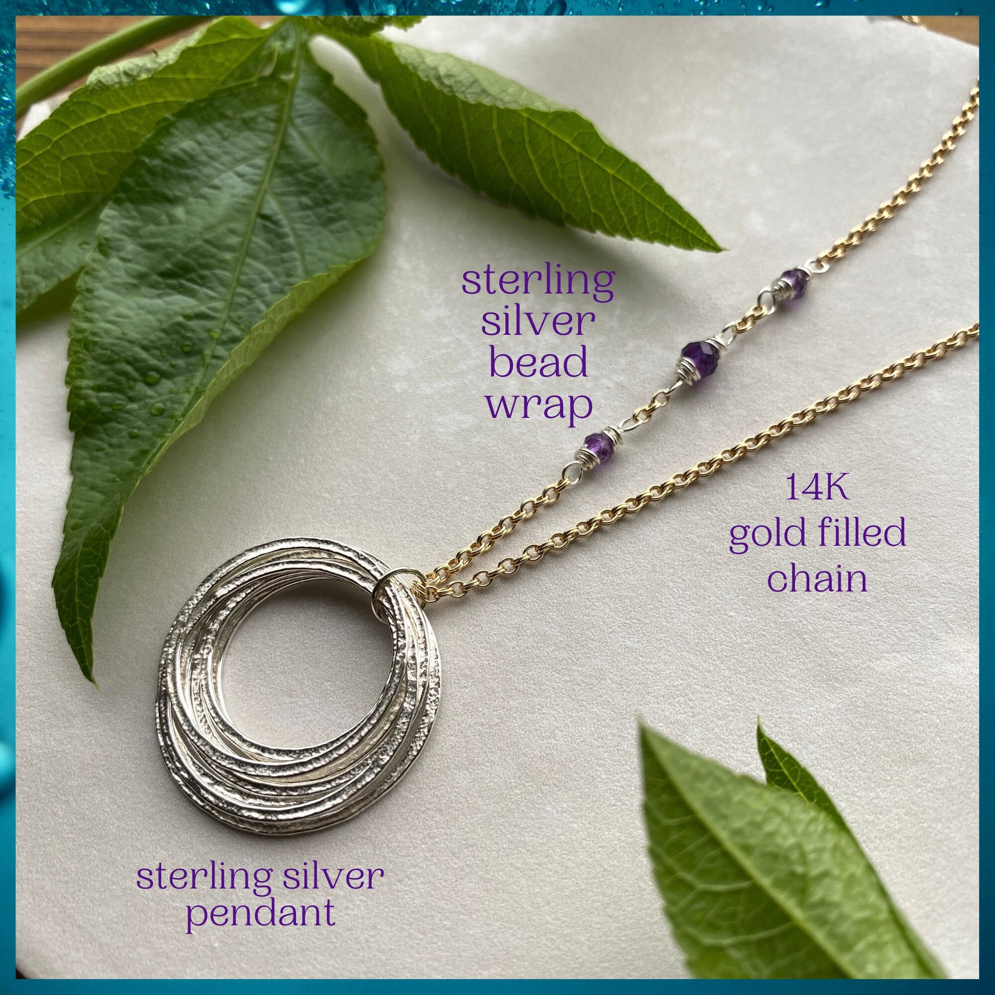 8 Circle 80th Birthday Milestone Necklace - Mixed Metal 14K Gold Fill & Sterling Silver Eight Rings for 8 Decades Sparkly Circles Pendant on Elegant Chain with Birthstone Gemstones - Handcrafted Unique Meaningful Jewelry Gift for Eightieth Birthdays