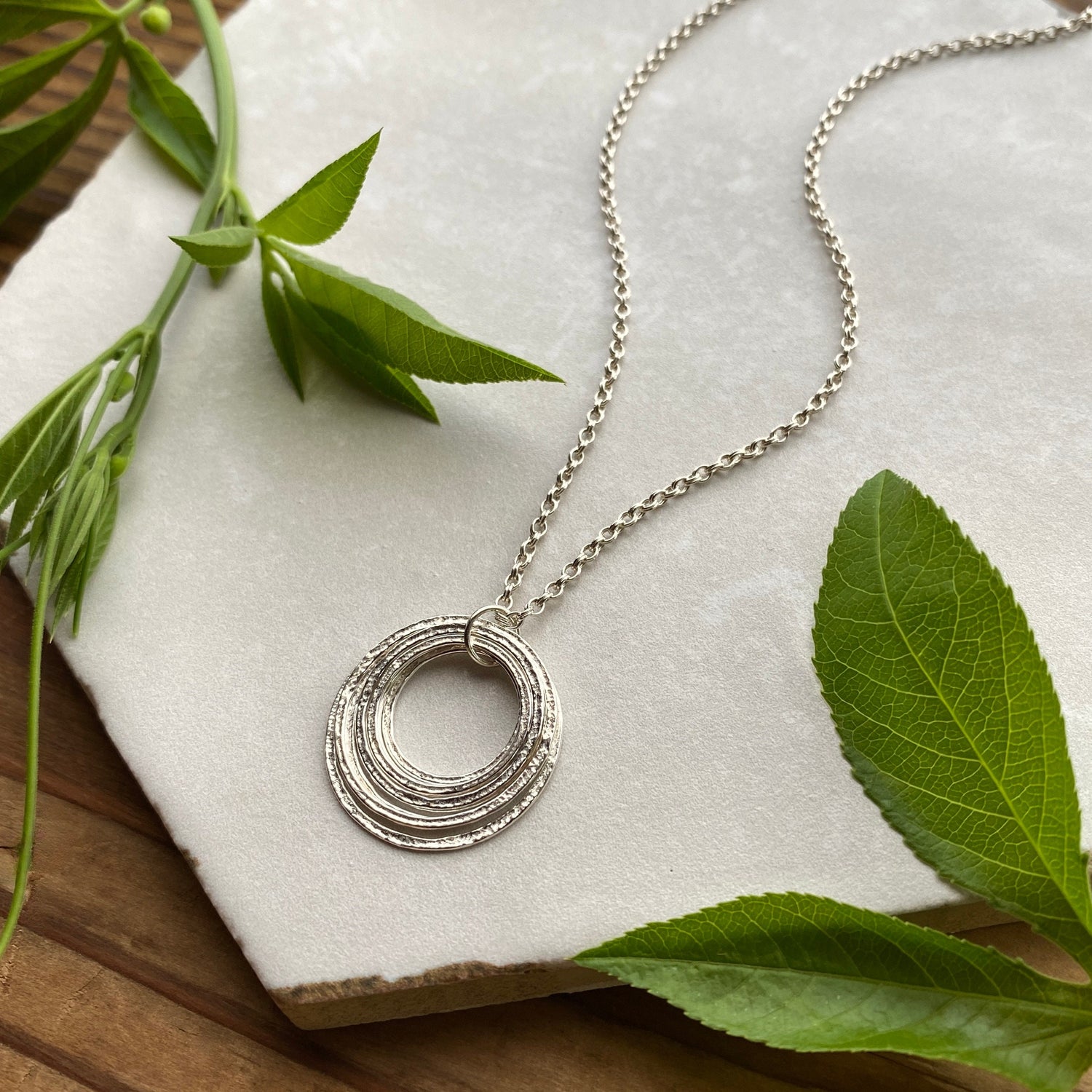 8 Circle 80th Minimalist Milestone Birthday Necklace, Sterling Silver 8 Rings Eight Decades Handcrafted Perfectly Imperfect Circle Pendant