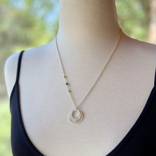 Minimalist 8 Circle Pendant - 80th Birthday Milestone Necklace - Sterling Silver Eight Rings for 8 Decades Sparkly Circles Pendant on Elegant Chain with Birthstone Gemstones - Handcrafted Unique Meaningful Jewelry Gift for Eightieth Birthdays