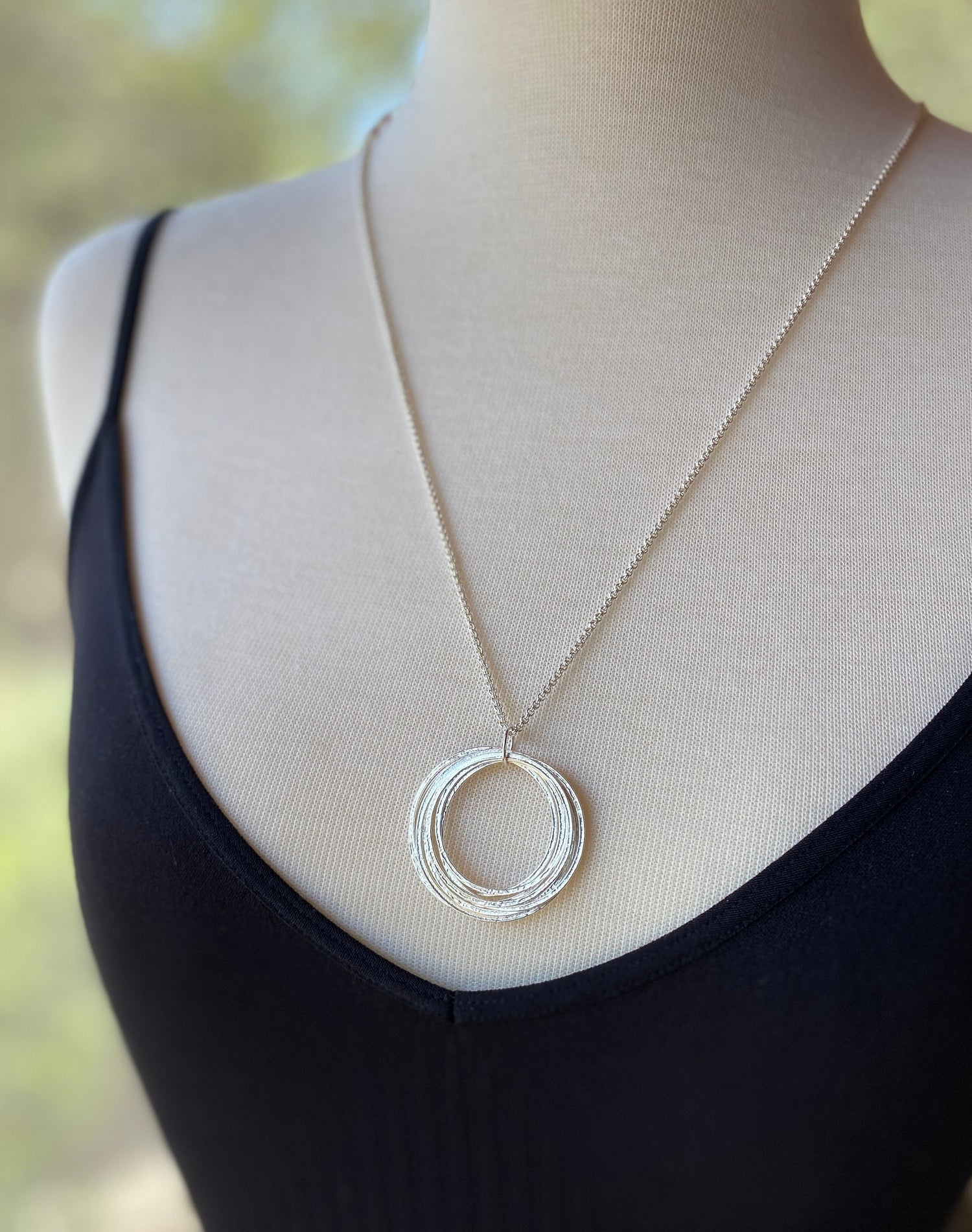 8 Circle 80th Birthday Milestone Necklace, Bold Sterling Silver Handcrafted Sparkly Circles Pendant, 8 Rings for 8 Decades, Large Circles