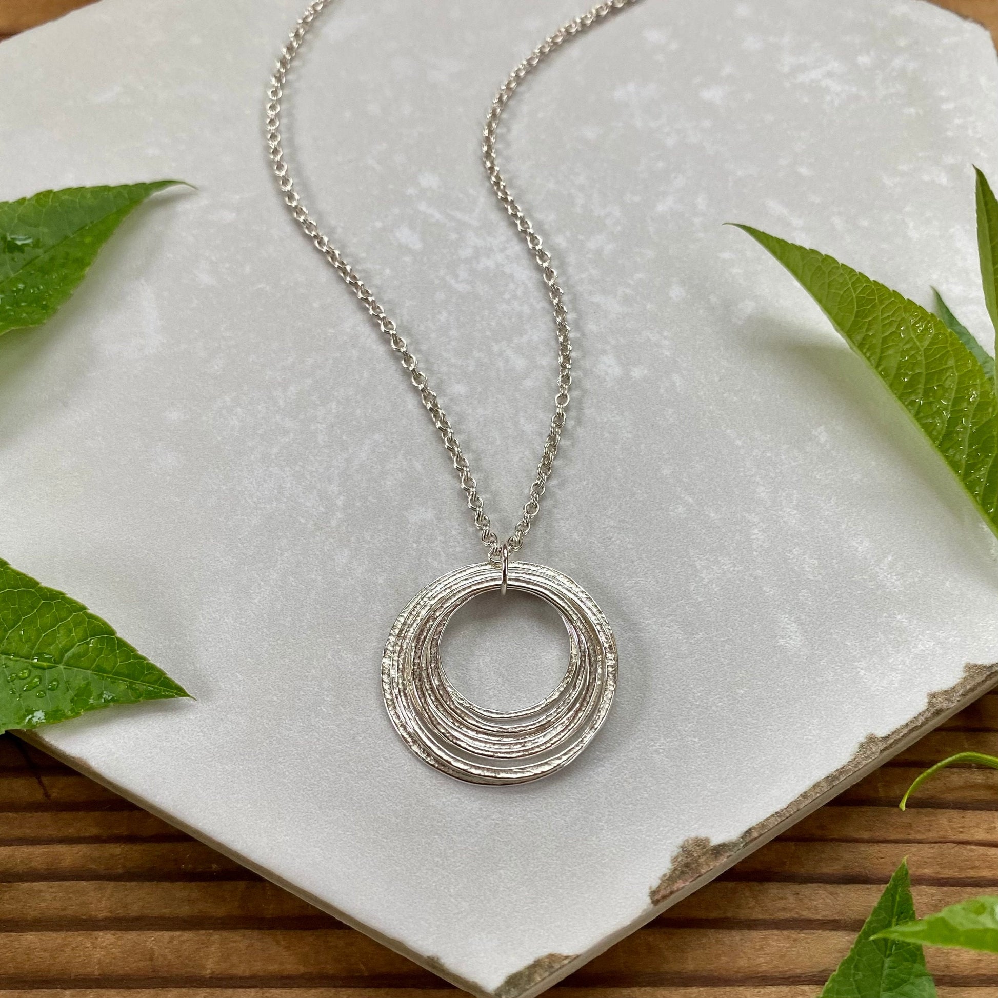 9 Circle 90th Minimalist Milestone Birthday Necklace, Sterling Silver 9 Rings Nine Decades Handcrafted Perfectly Imperfect Circle Pendant