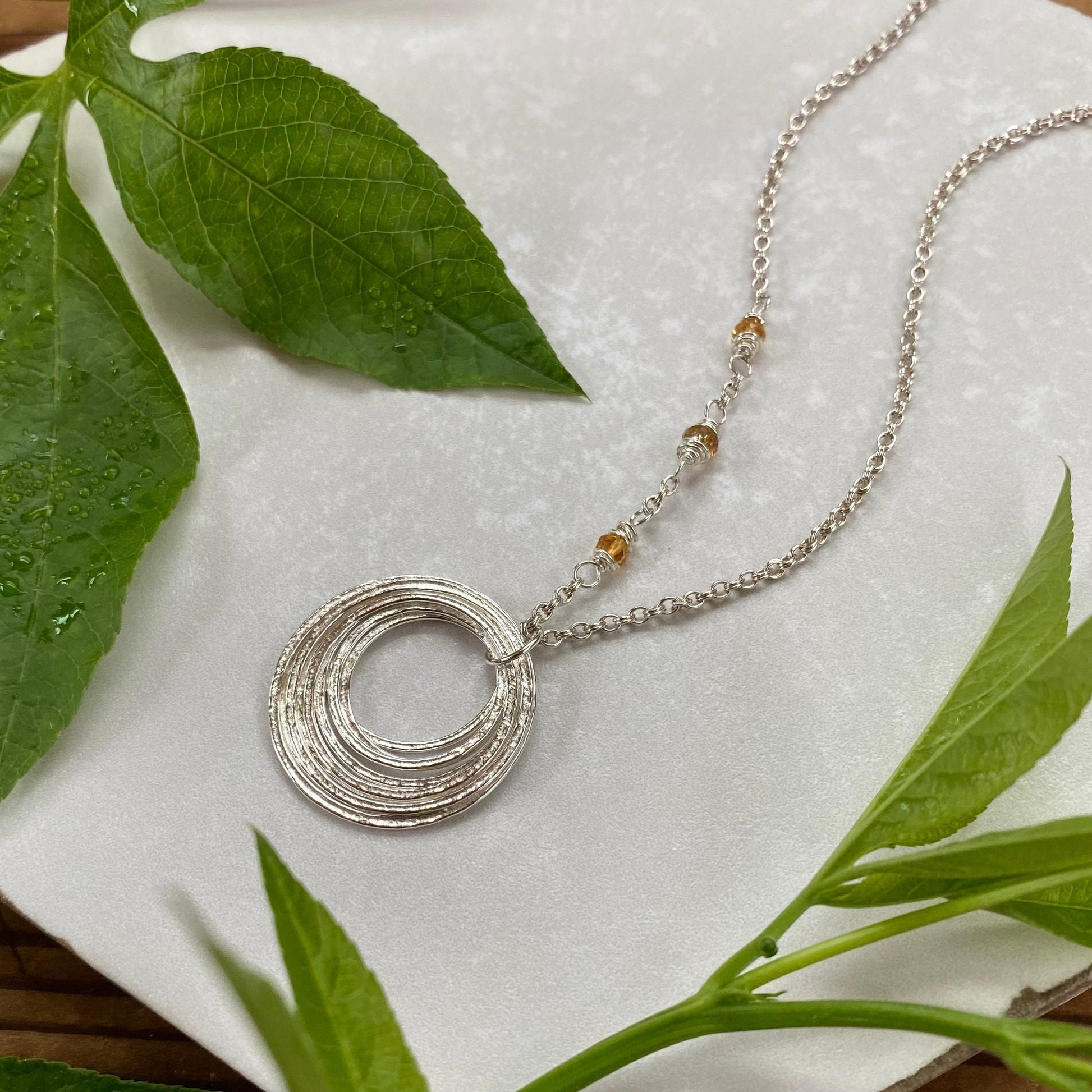 90th Birthday Minimalist Birthstone Necklace, Handcrafted Sterling Silver Nine Circle Pendant, 9 Rings for 9 Decades, 90th Birthday Gift