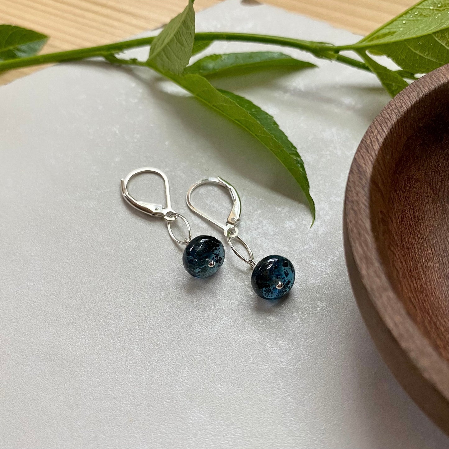 Kyanite Earrings, Blue Gemstone Sterling Silver Everyday Simple Elegant Small Drop Dangle Leverback or French Ear Wires, Oxidized or Bright