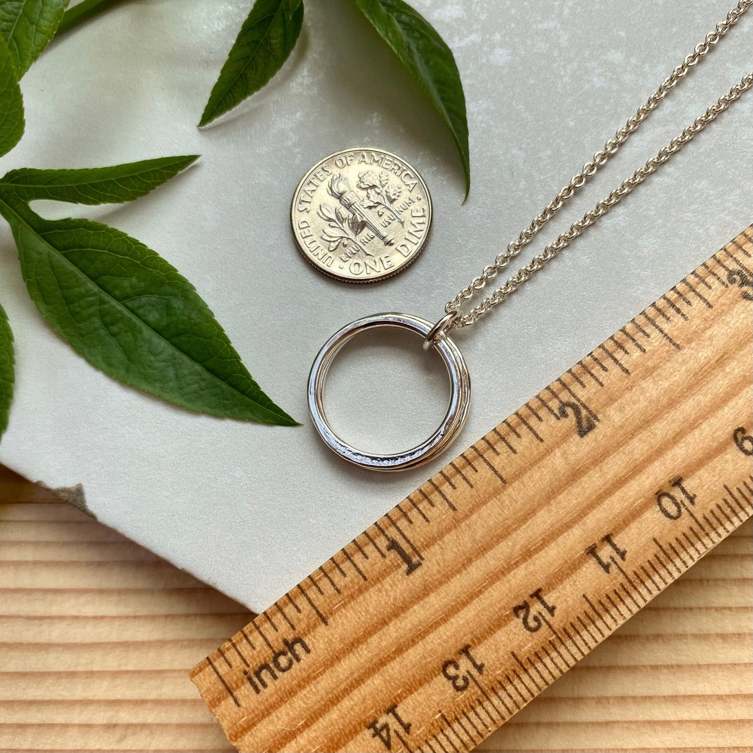Sterling Silver Double Circle Necklace, 2 Handcrafted Circles Pendant, Friendship Connection Love Gift for Her or 20th Birthday, Anniversary