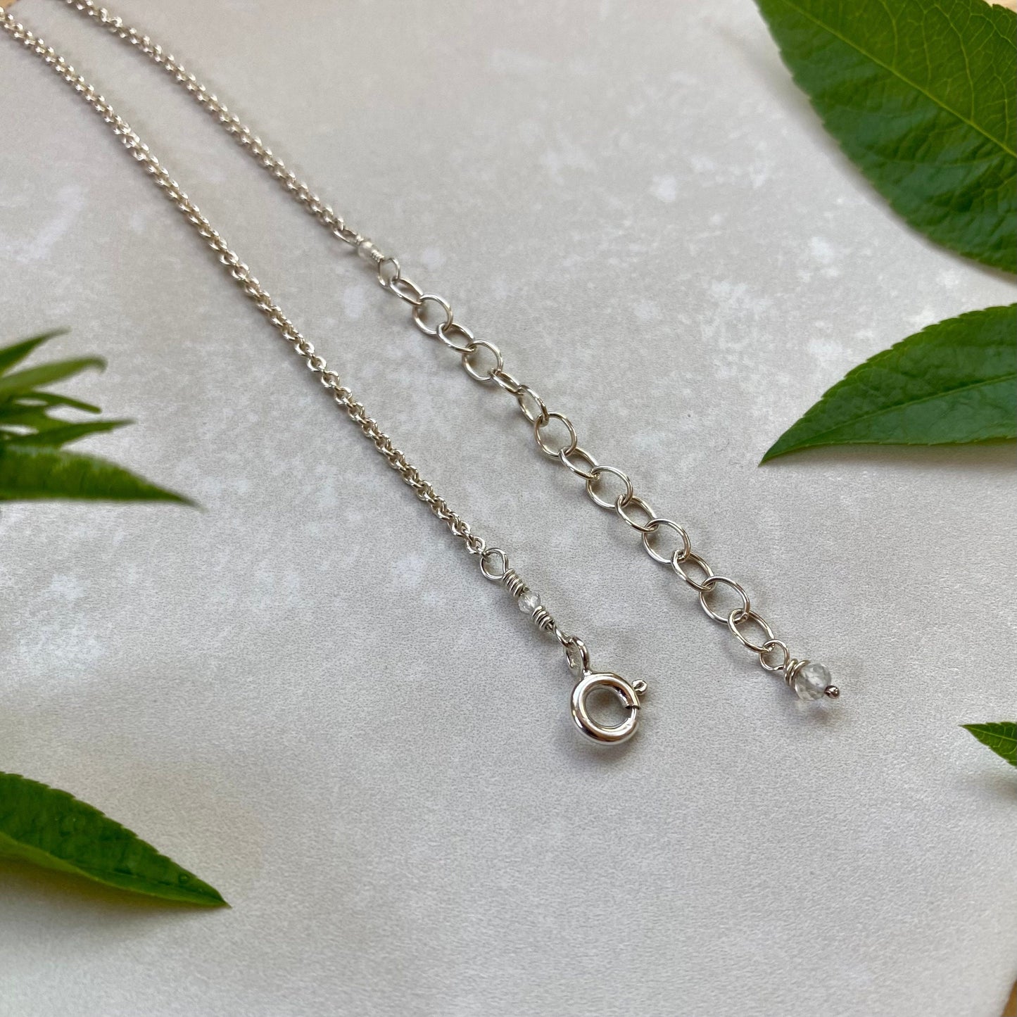 Gemstone Charm Necklace - Minimalist Version, Sterling Silver Sparkly Perfectly Imperfect Tiny Circles Pendant with Gemstone Birthstones